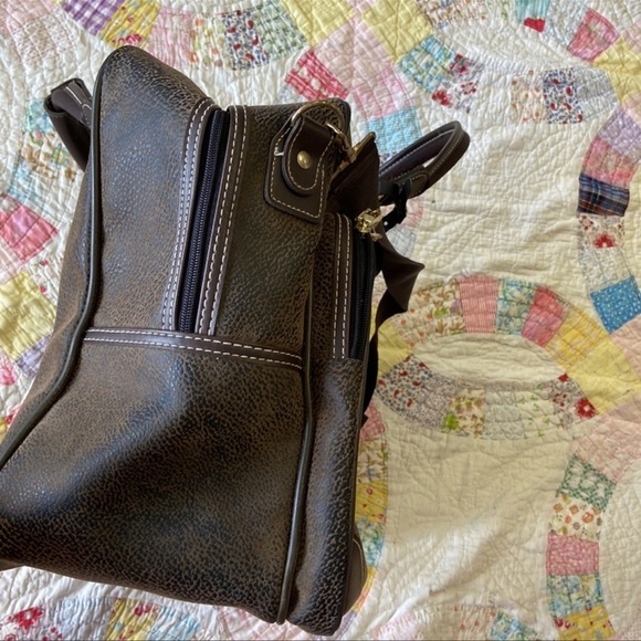 Vintage Oscar De La Renta | Faux Leather Pebbled Luggage Travel Bag - Picture 6 of 16